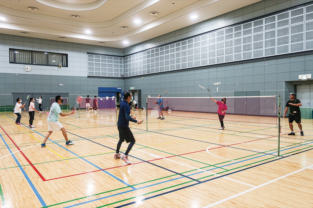 People playing badminton
